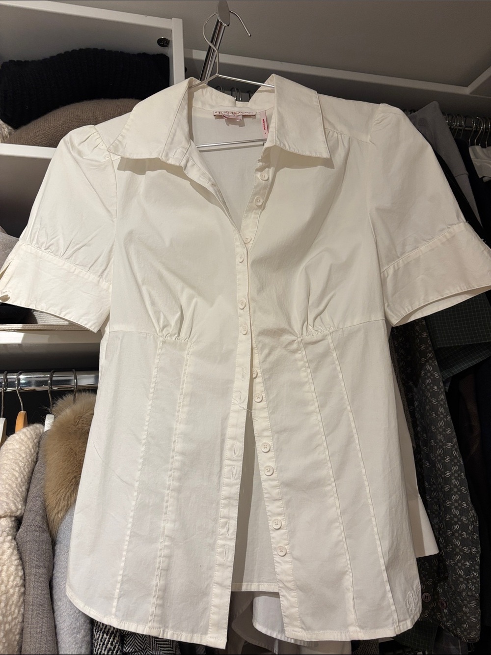 Guess White Short-Sleeve Button-Front Shirt